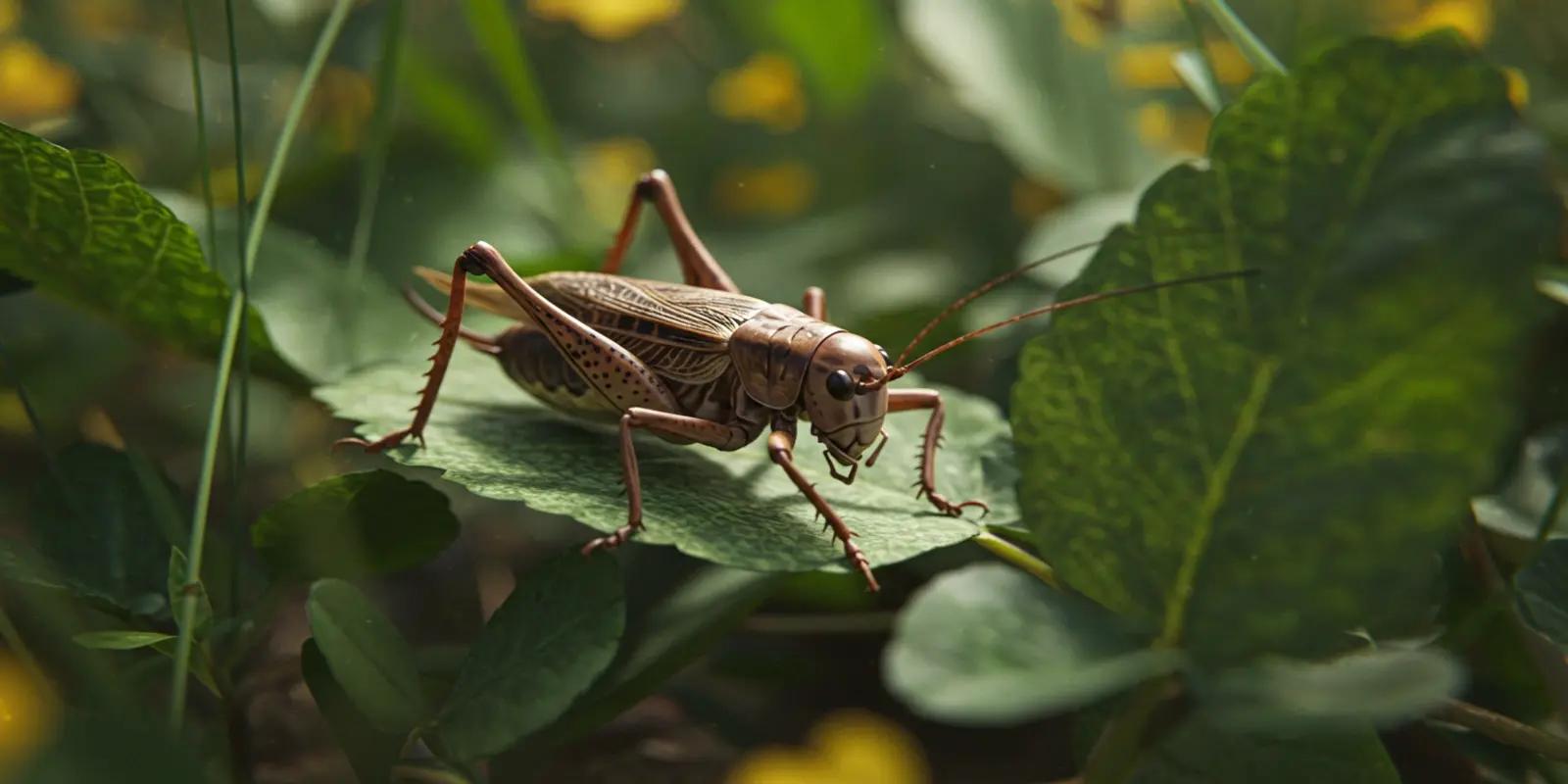 Cricket with long antennae on a plant.