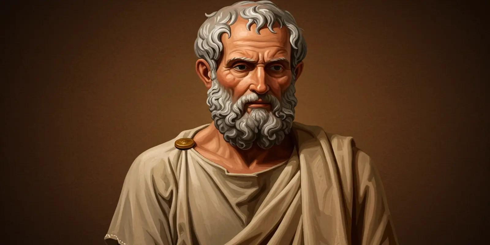 Artistic portrait of Homer, ancient Greek poet, with white hair and beard wearing traditional toga secured with gold clasp.