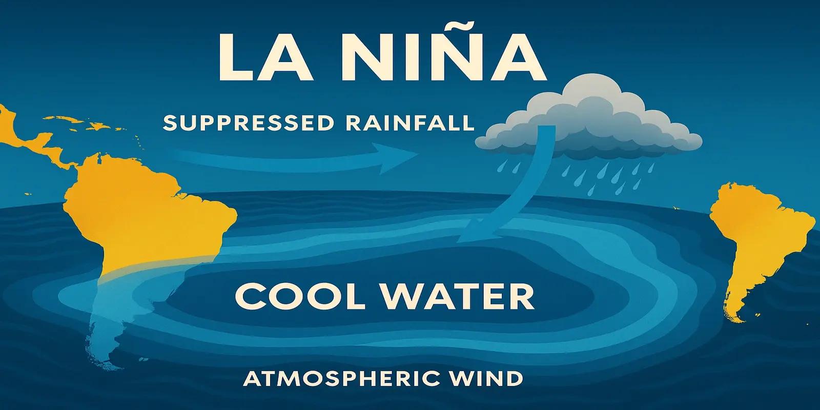 A diagram illustrating the La Niña climate pattern.