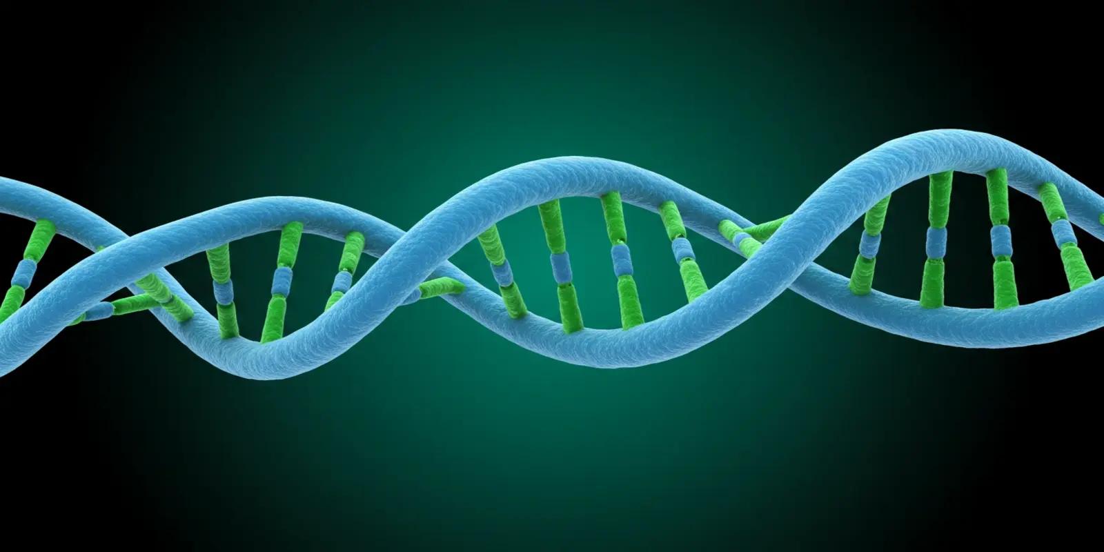 A 3D illustration of the DNA double helix structure.