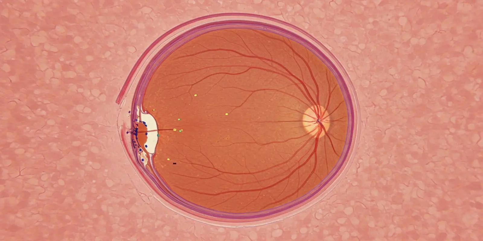 A diagram of the retina with a visible hole in the macula, the area responsible for sharp, central vision.