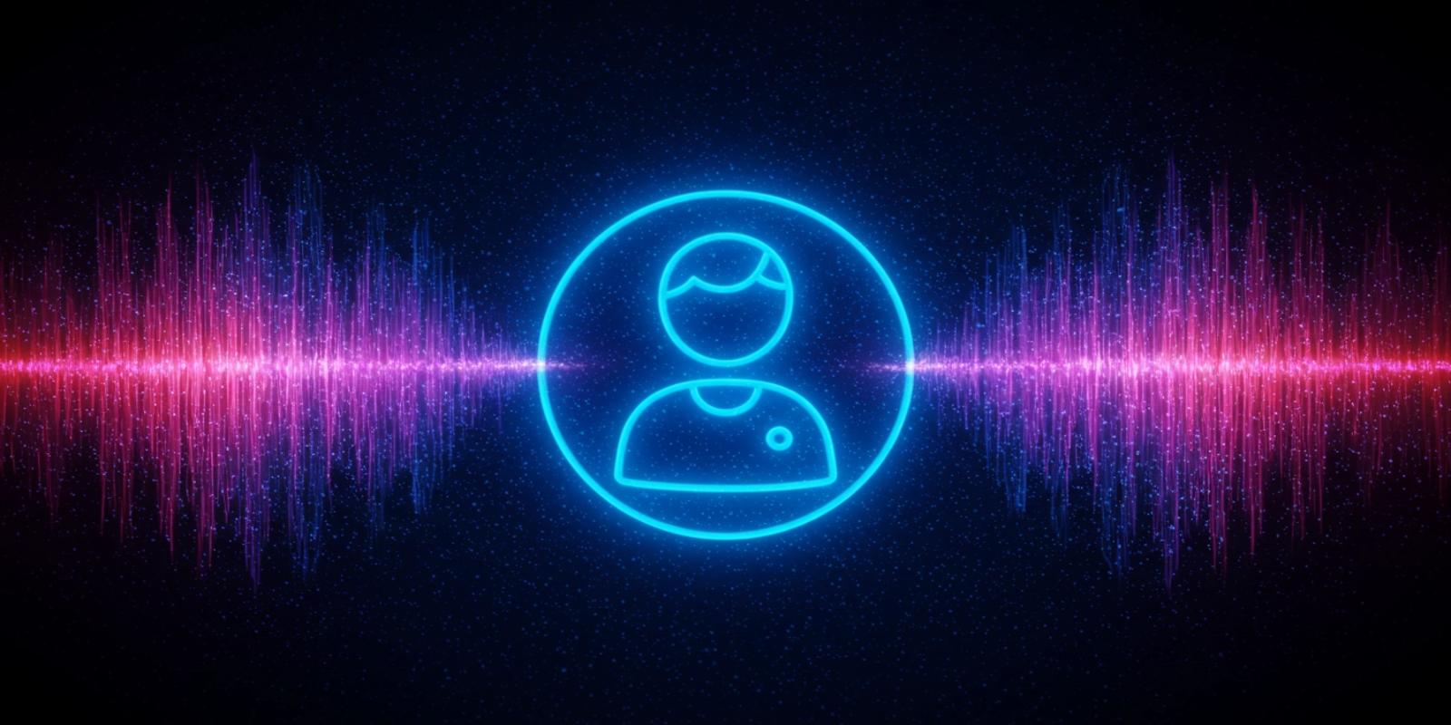 A glowing representation of a person within a circle, suggesting interaction with a voice-activated system.