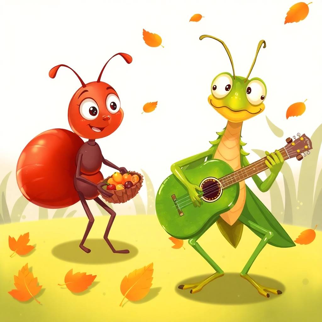 The Busy Ant and the Lazy Grasshopper